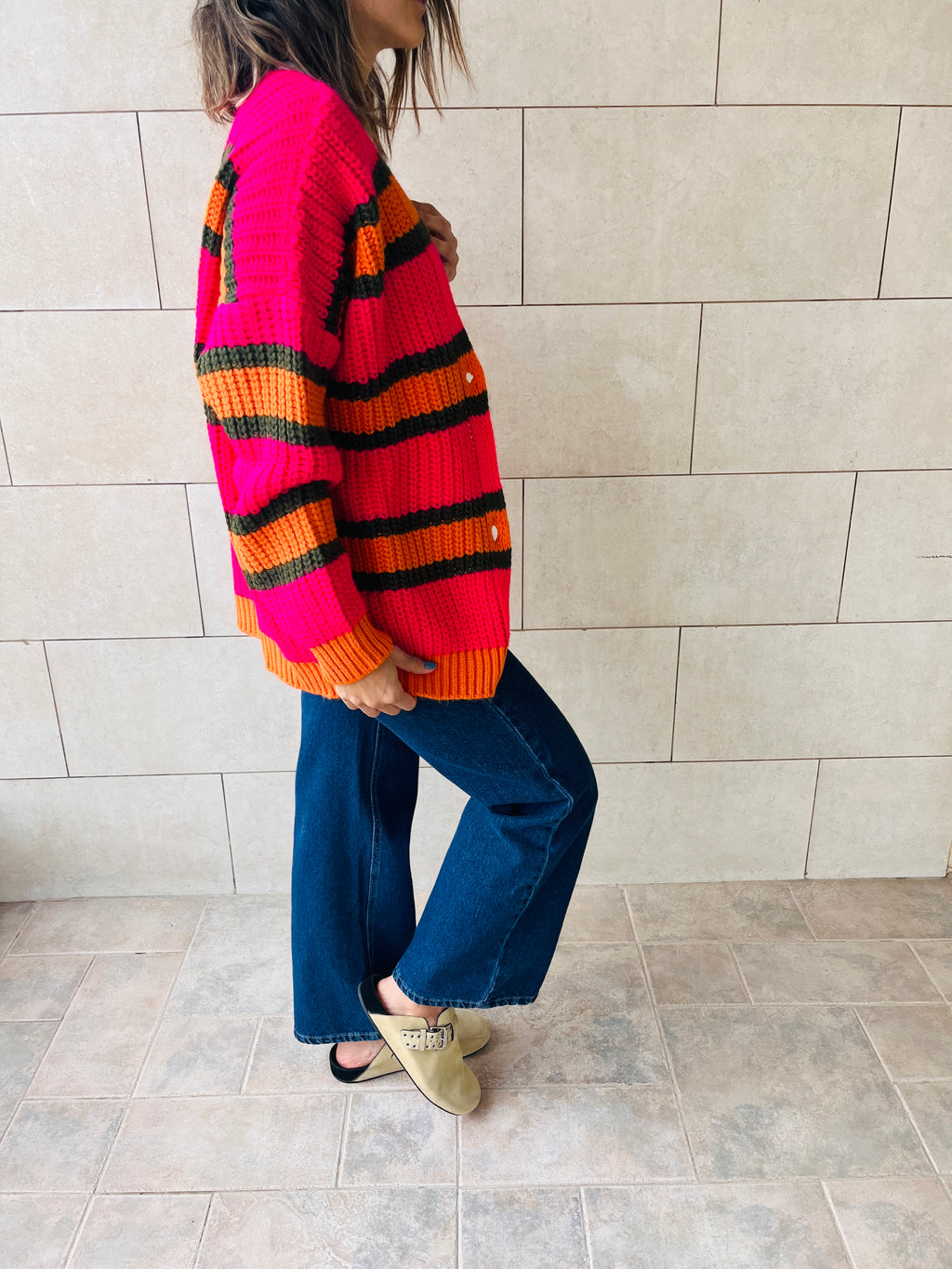 Orange & Fuchsia Clear Skies Chunky Cardi