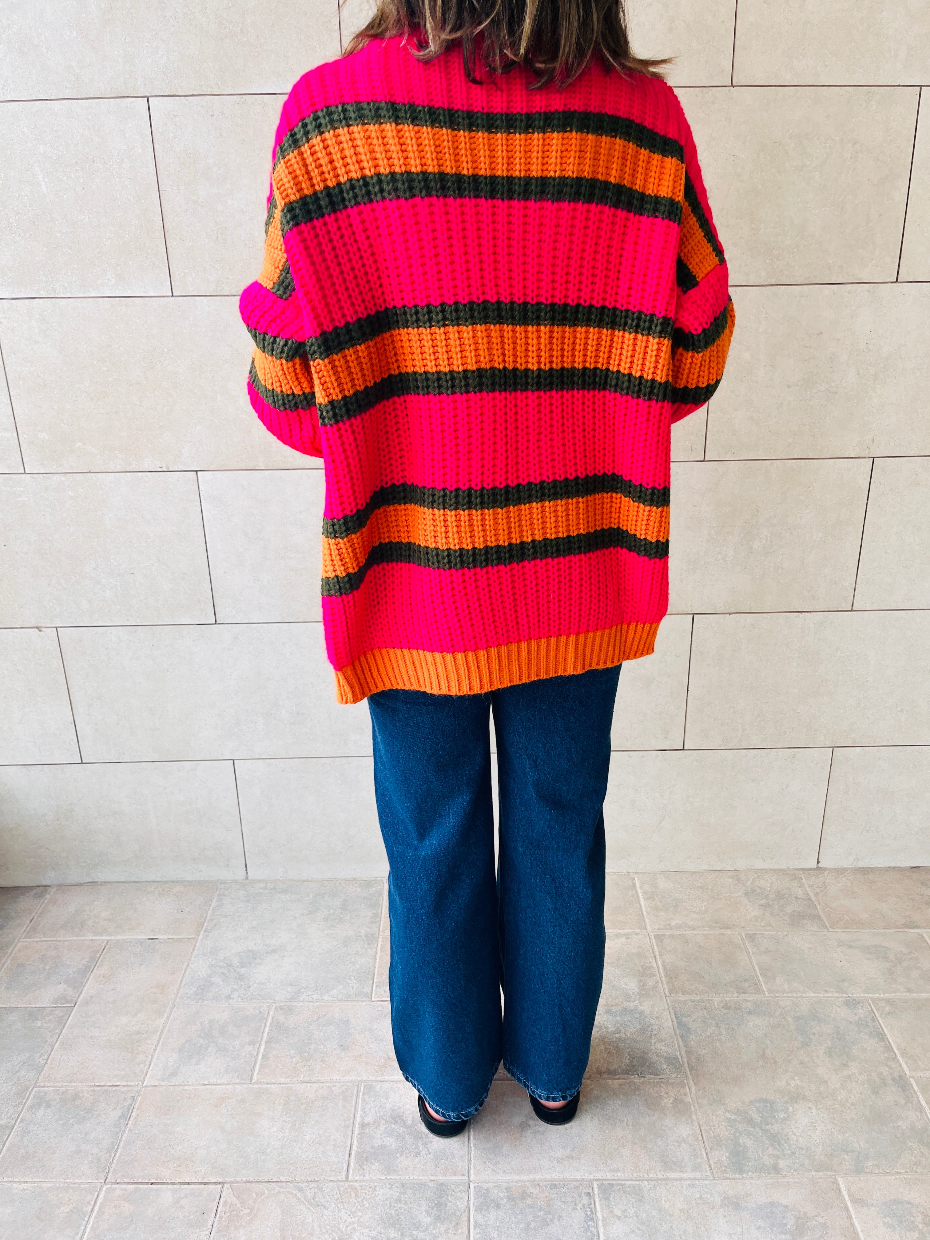 Orange & Fuchsia Clear Skies Chunky Cardi