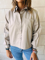 Beige Side Tie Short Shirt