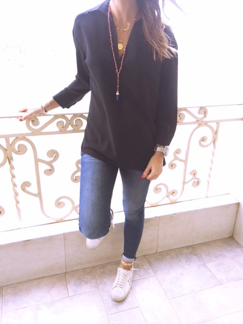 Black Criss Cross Back Shirt