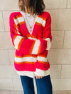 Fuchsia & White Clear Skies Chunky Cardi