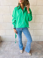 Green Side Tie Short Shirt