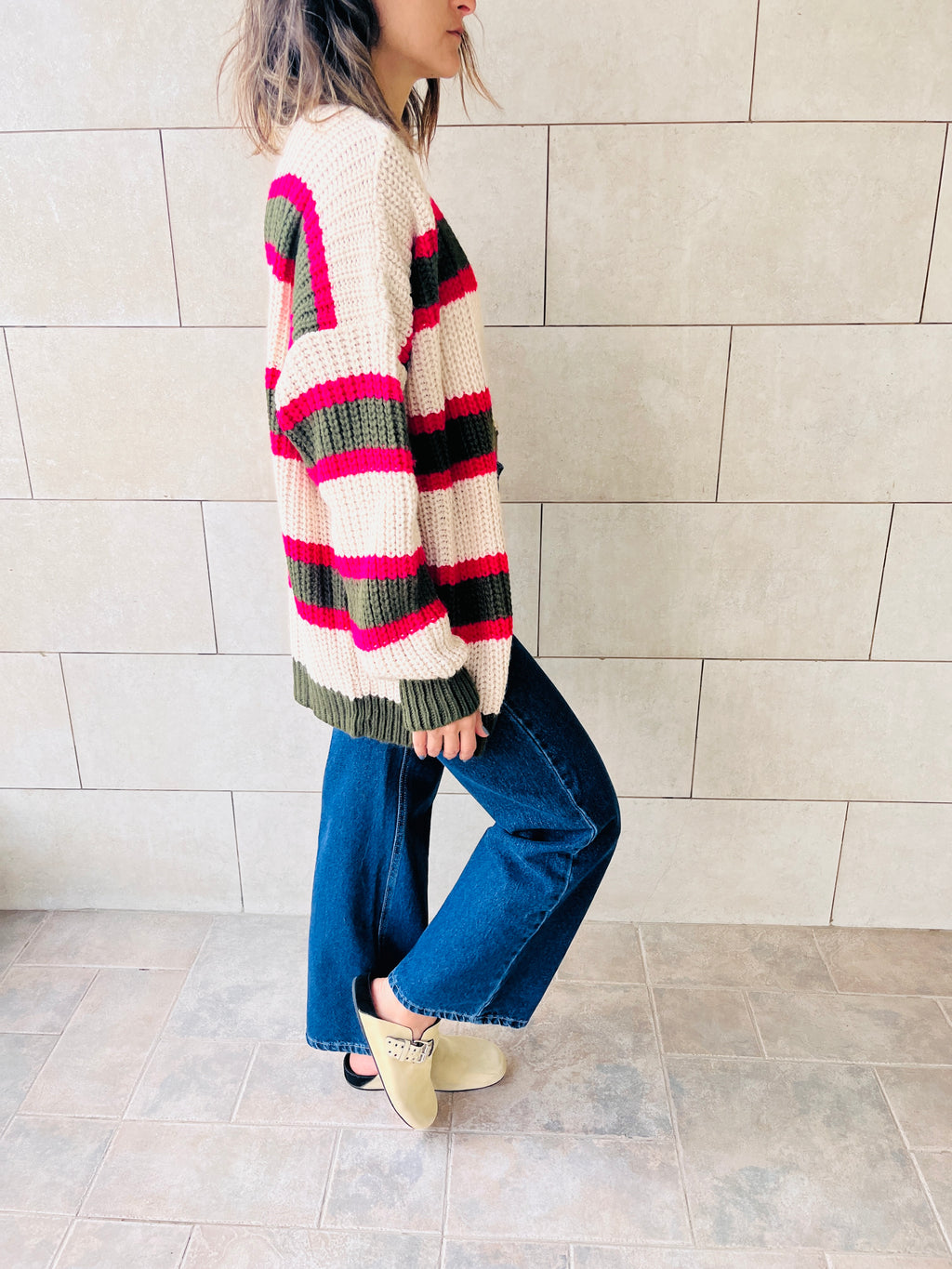 Olive & Ivory Clear Skies Chunky Cardi