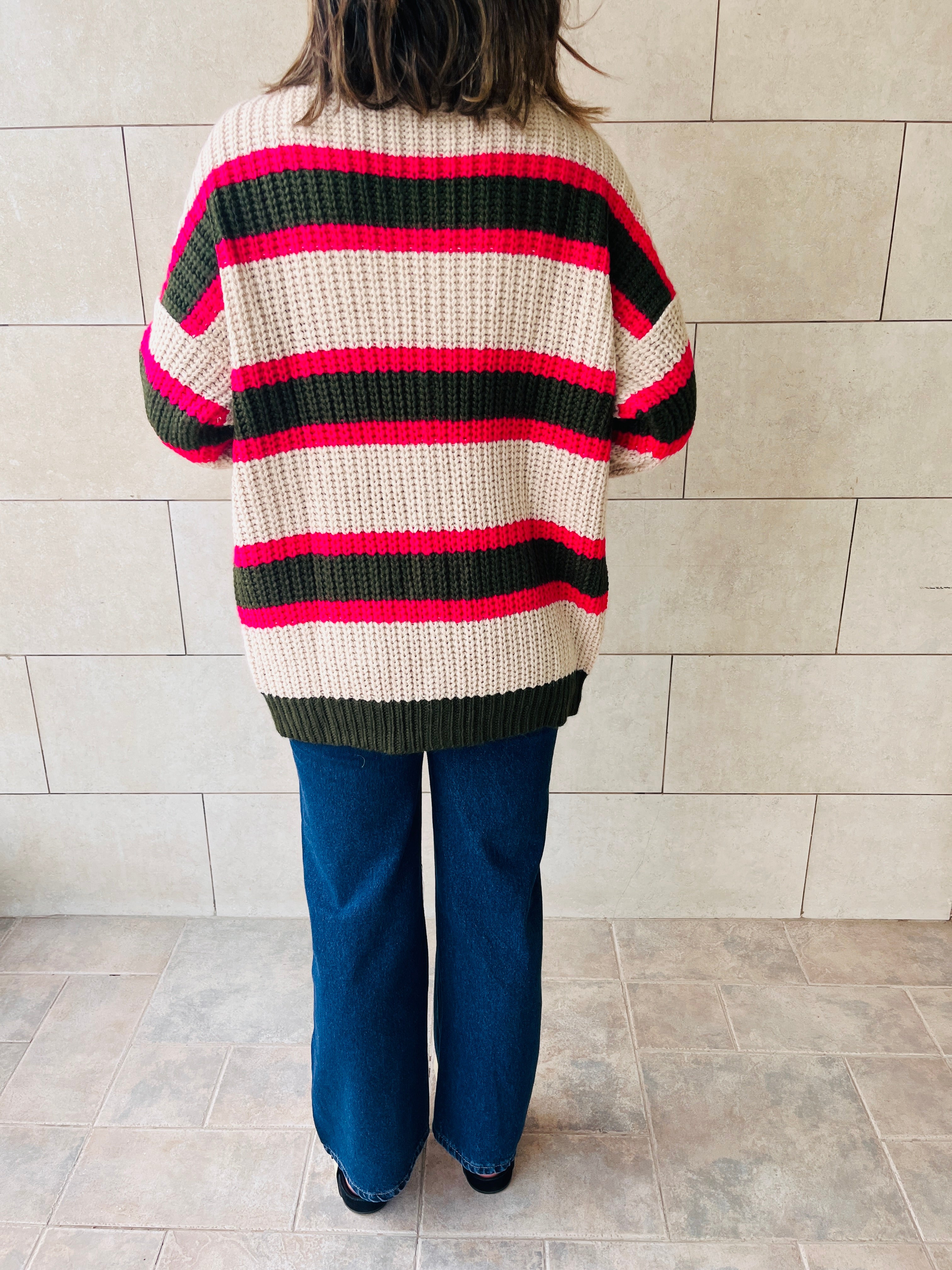 Olive & Ivory Clear Skies Chunky Cardi