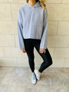 Grey Cropped Downtown Knit Hoodie