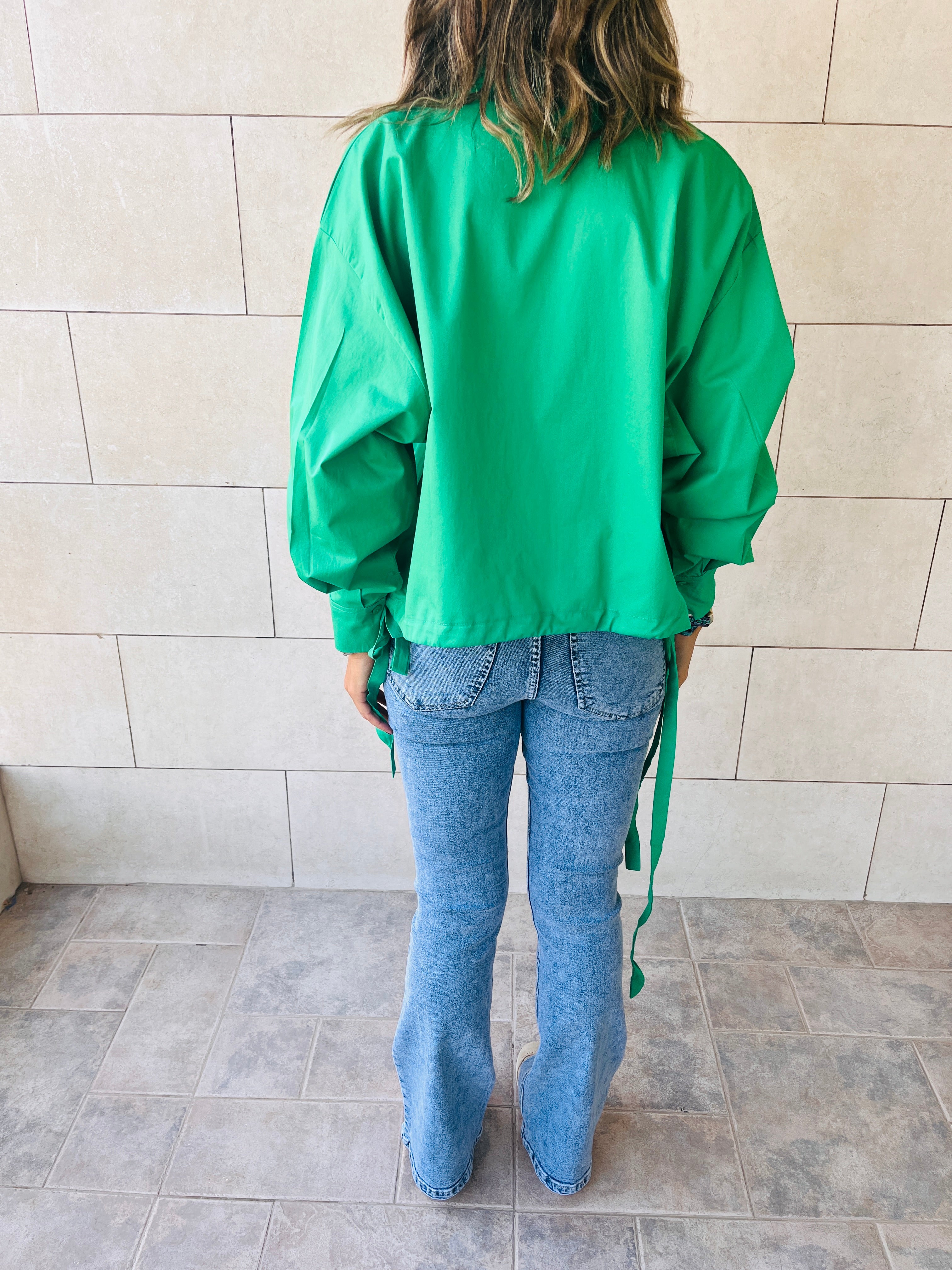 Green Side Tie Short Shirt