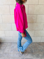 Fuchsia Side Tie Short Shirt