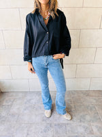 Black Side Tie Short Shirt