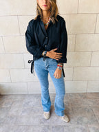 Black Side Tie Short Shirt