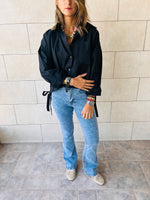 Black Side Tie Short Shirt