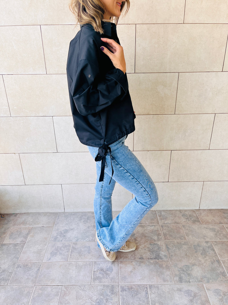Black Side Tie Short Shirt