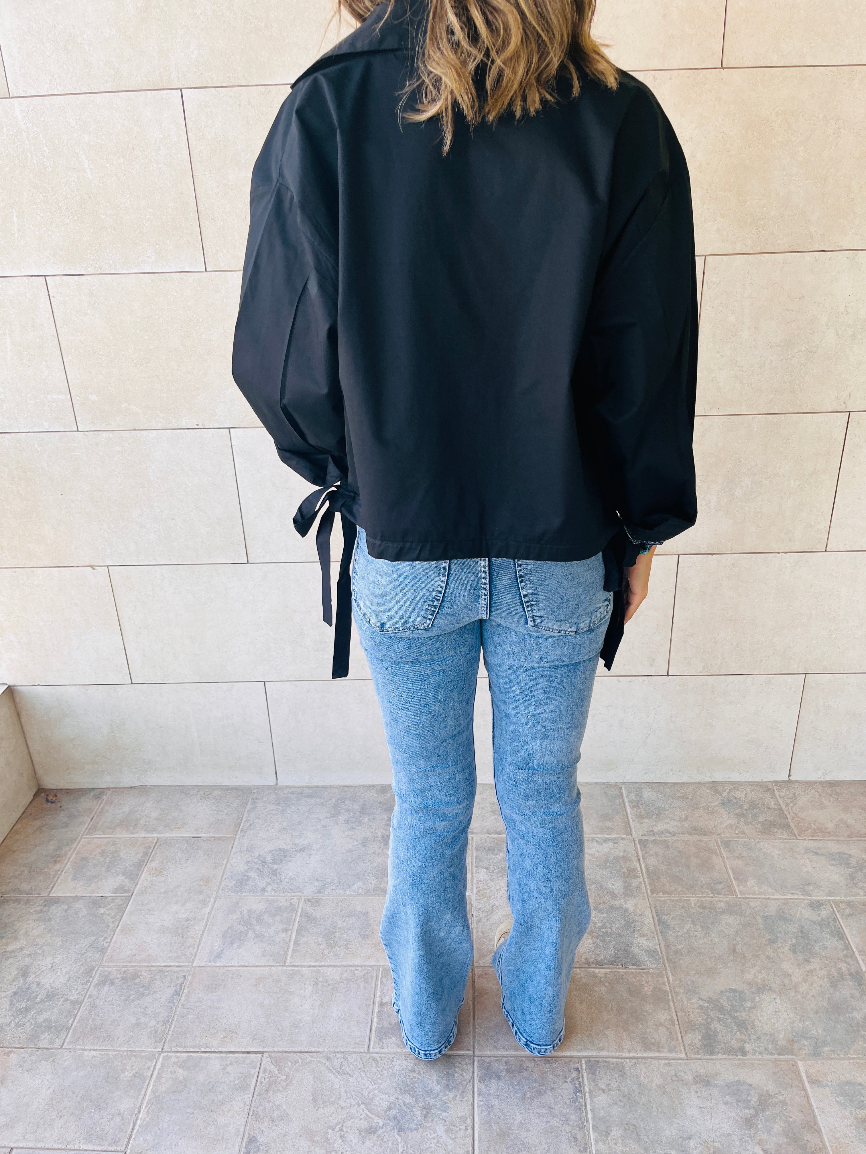 Black Side Tie Short Shirt