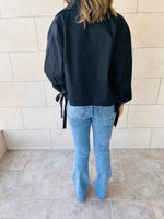 Black Side Tie Short Shirt