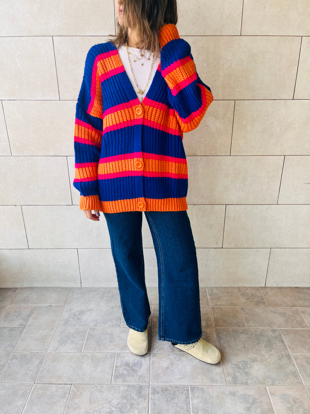 Blue & Orange Clear Skies Chunky Cardi