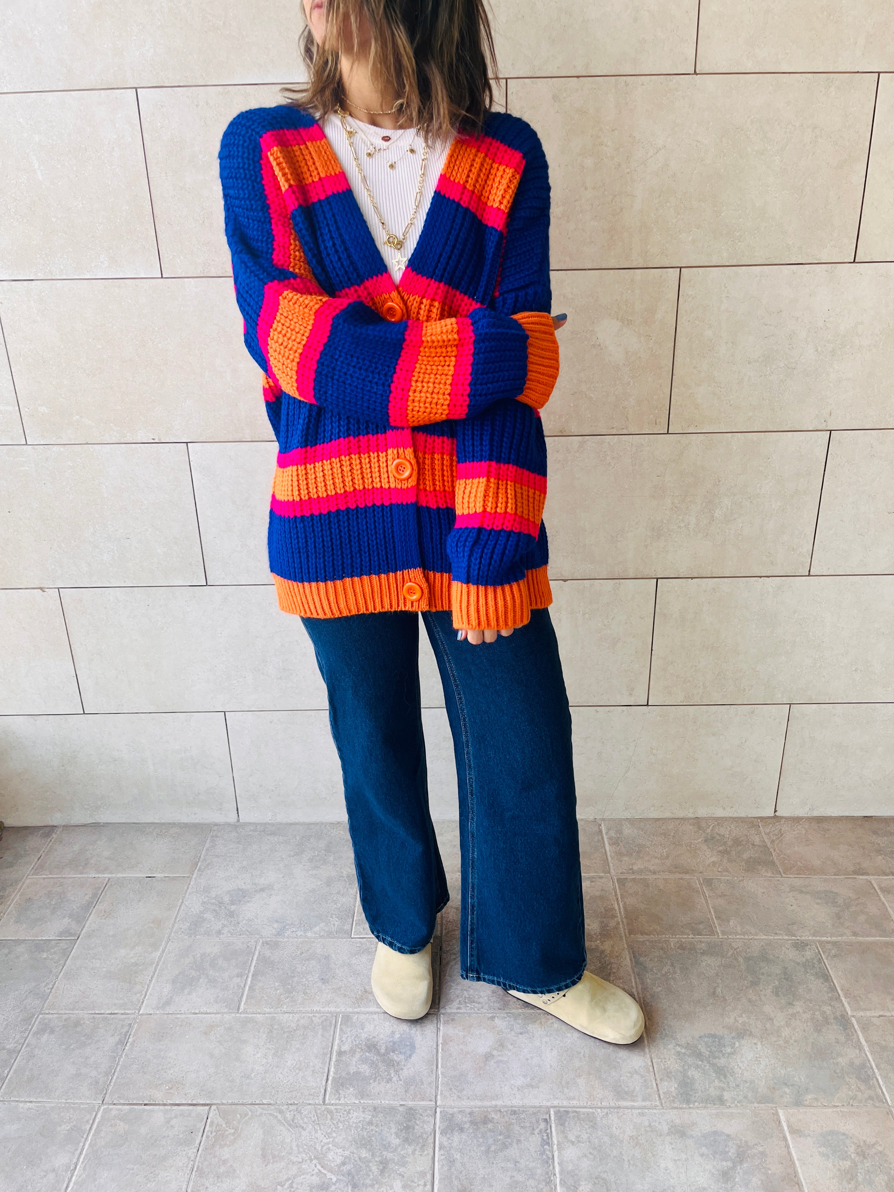 Blue & Orange Clear Skies Chunky Cardi