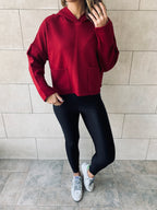 Burgundy Cropped Downtown Knit Hoodie