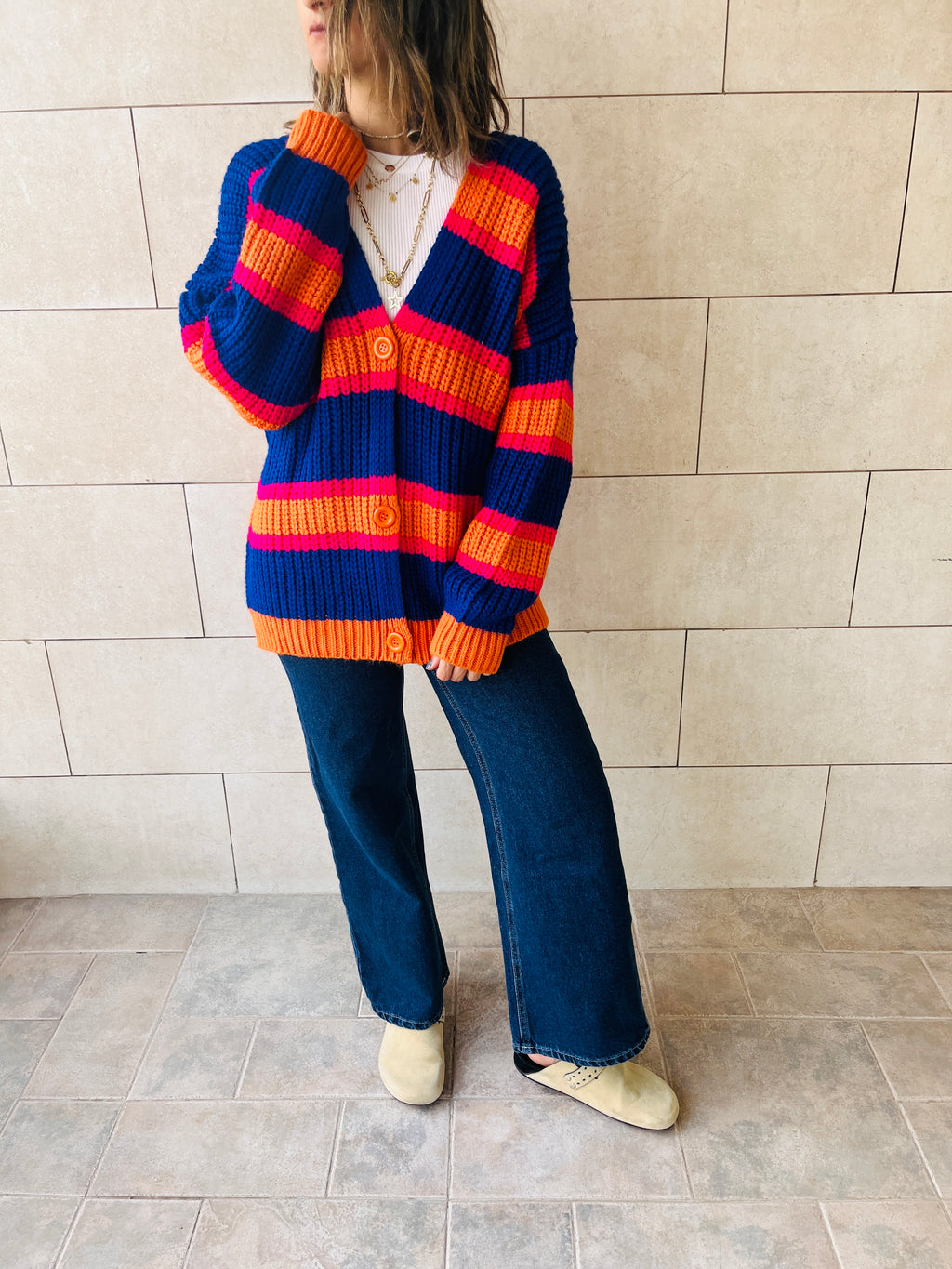 Blue & Orange Clear Skies Chunky Cardi