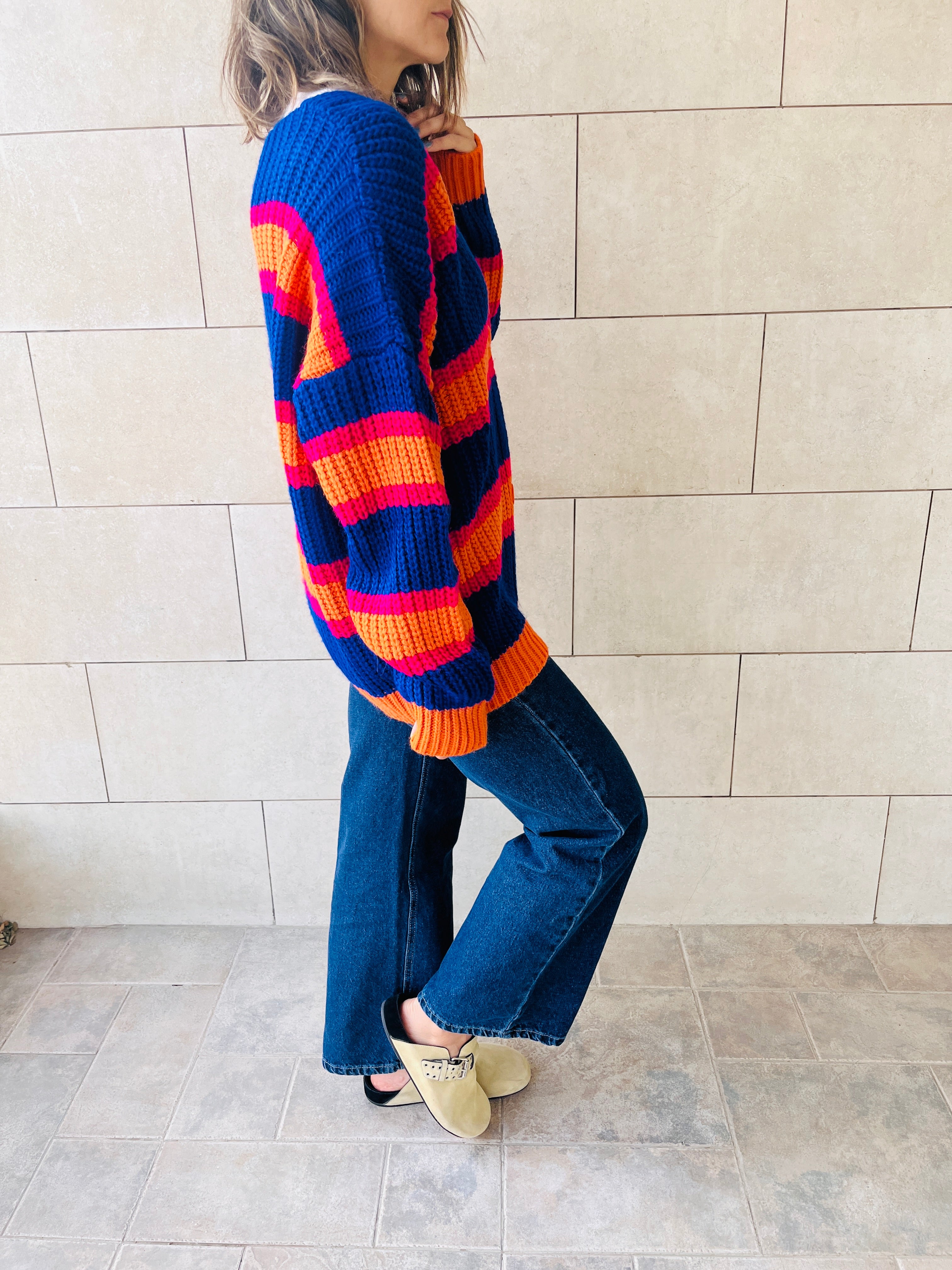 Blue & Orange Clear Skies Chunky Cardi