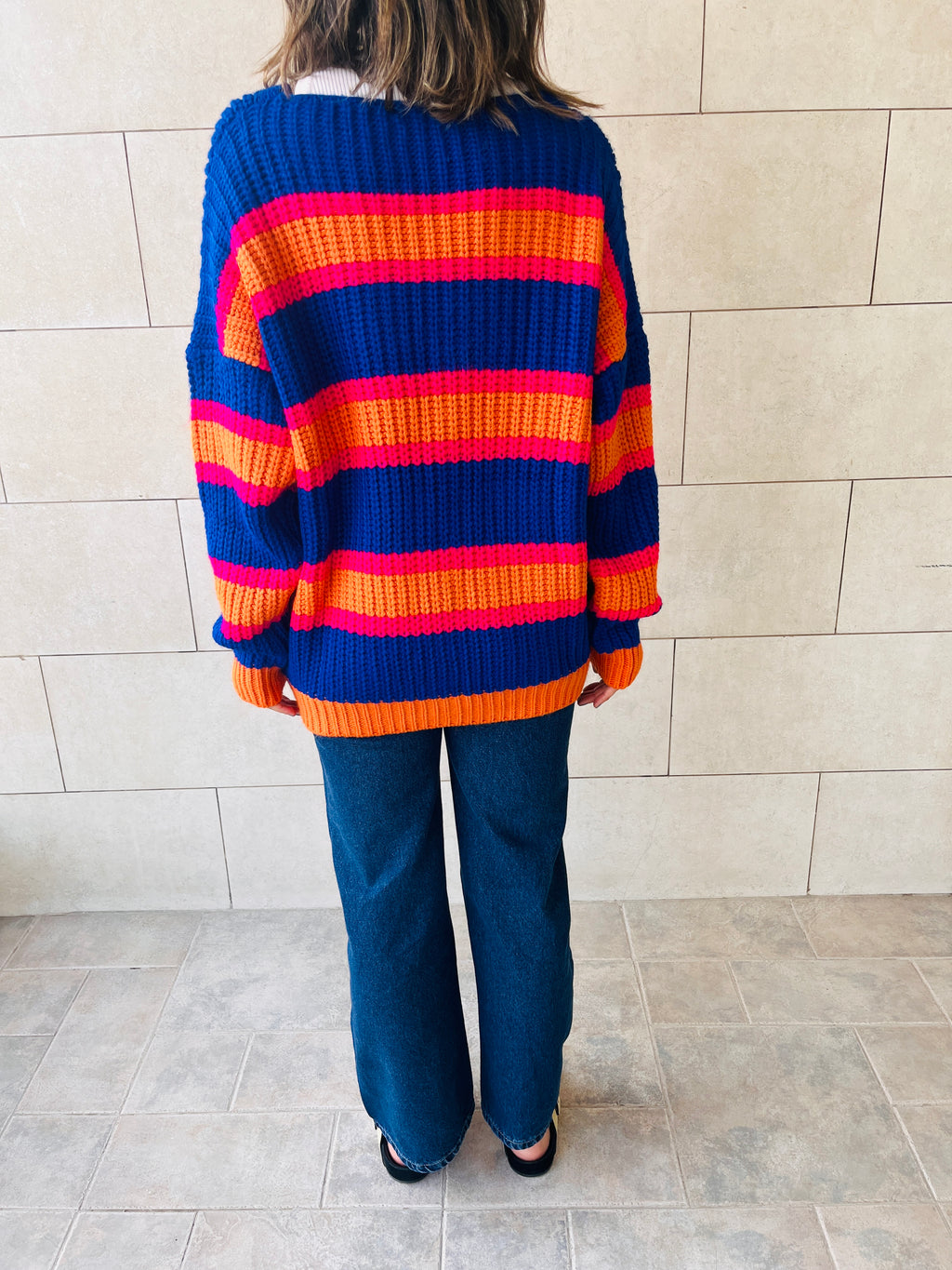 Blue & Orange Clear Skies Chunky Cardi