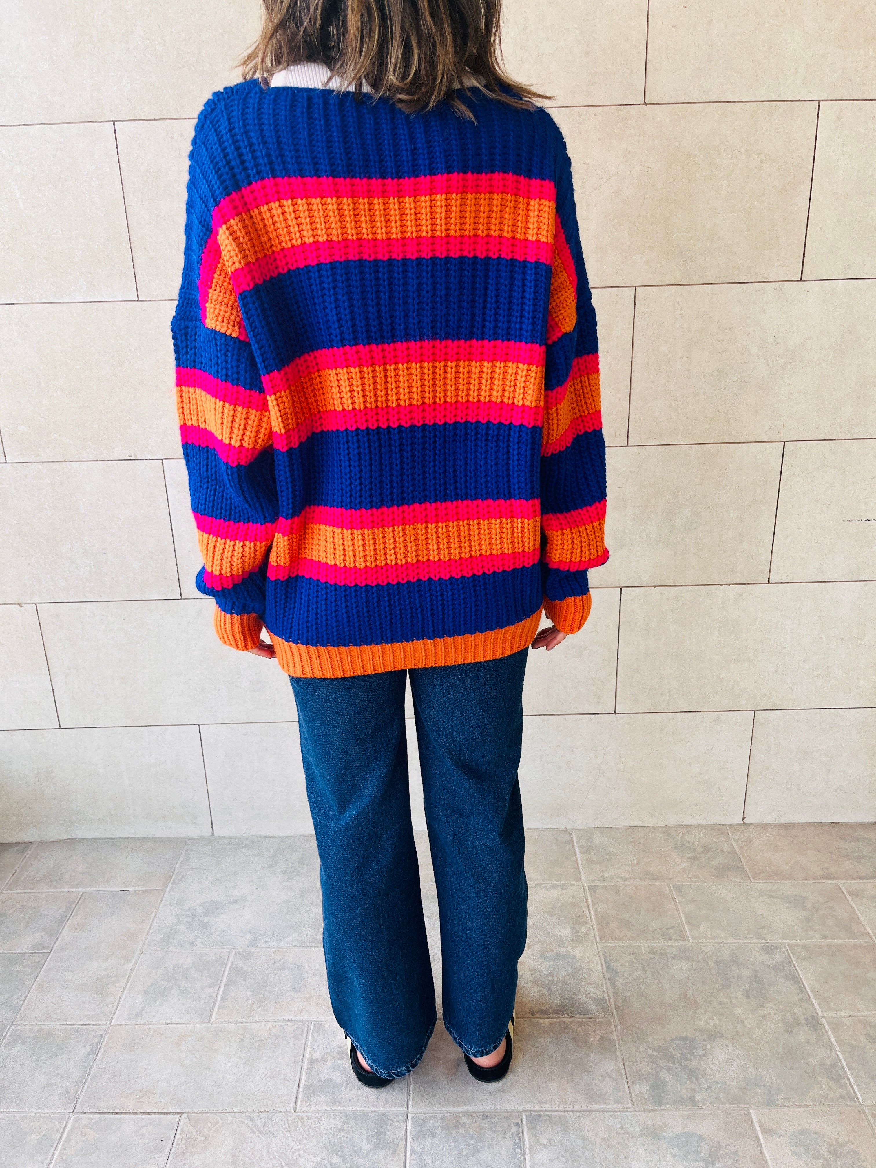 Blue & Orange Clear Skies Chunky Cardi