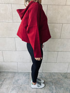 Burgundy Cropped Downtown Knit Hoodie