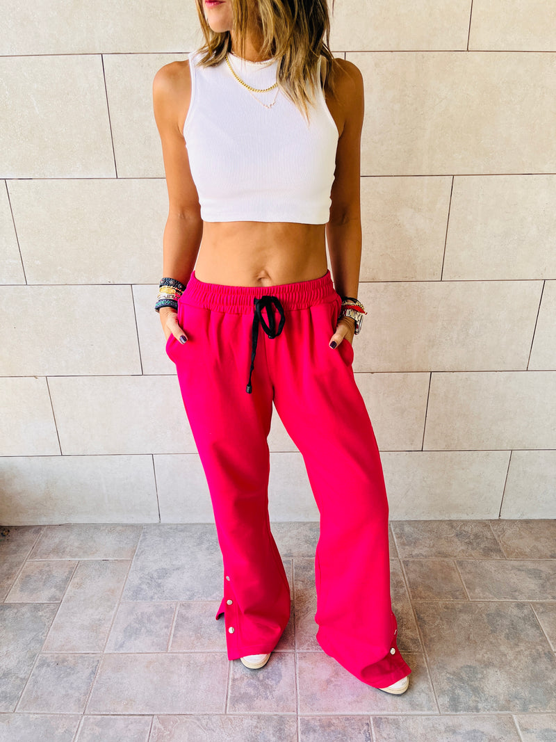 Fuchsia Slit Sweat Flare