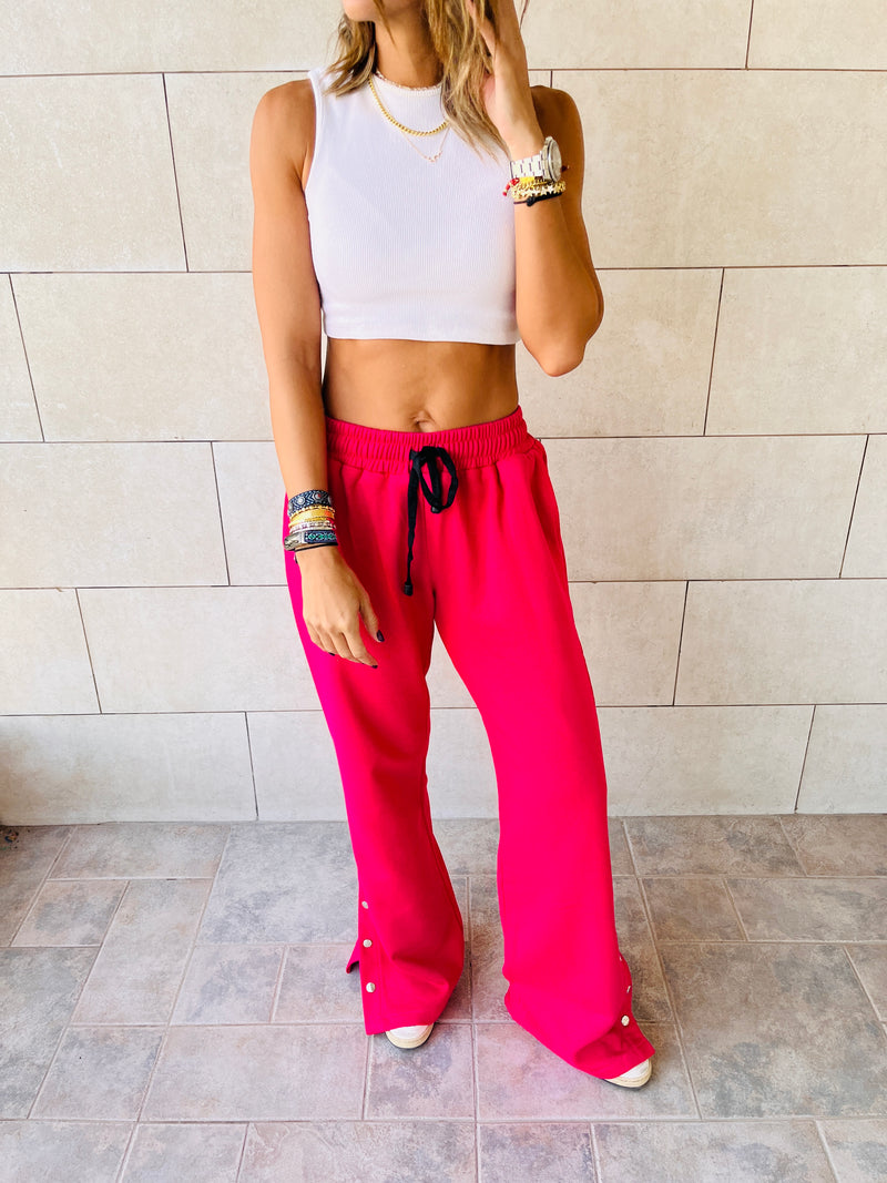 Fuchsia Slit Sweat Flare