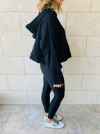 Black Cropped Downtown Knit Hoodie