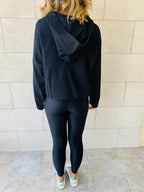Black Cropped Downtown Knit Hoodie