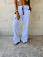 White Slit Sweat Flare