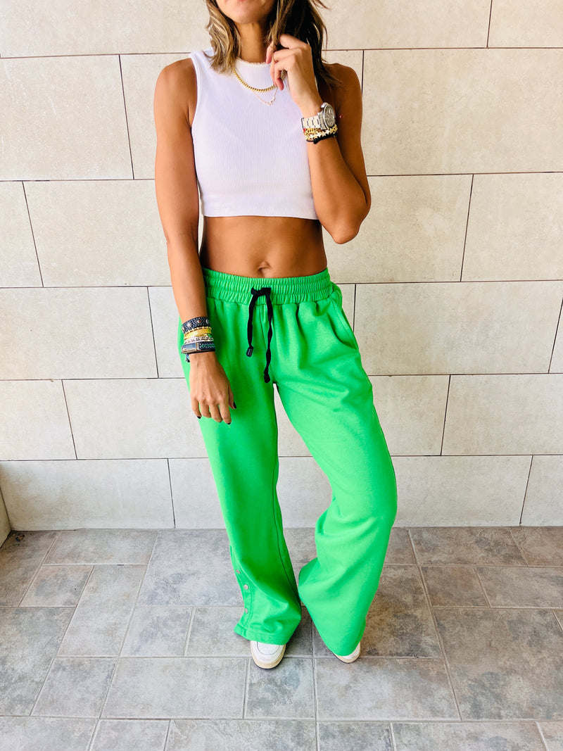 Green Slit Sweat Flare