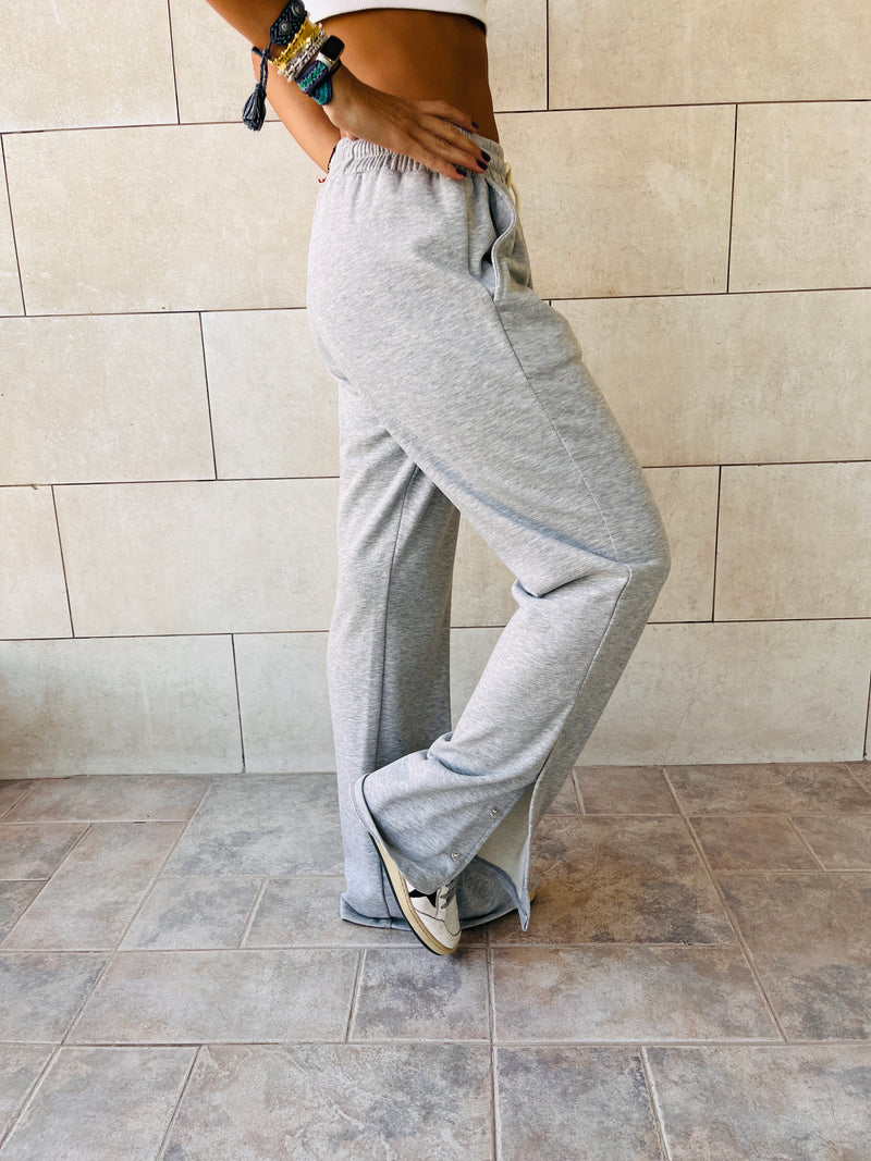 Grey Slit Sweat Flare