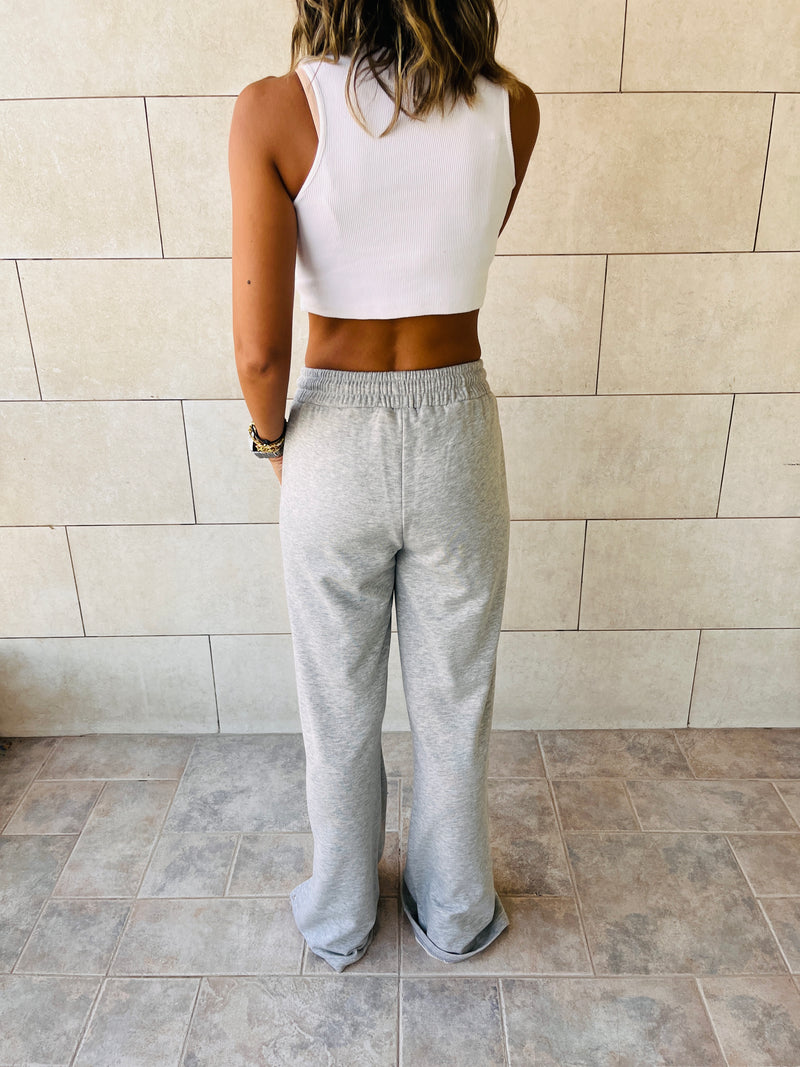 Grey Slit Sweat Flare