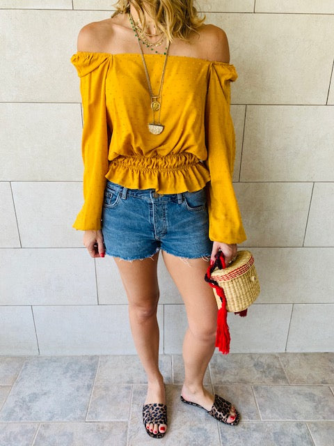 Mustard Summer Night Cropped Top