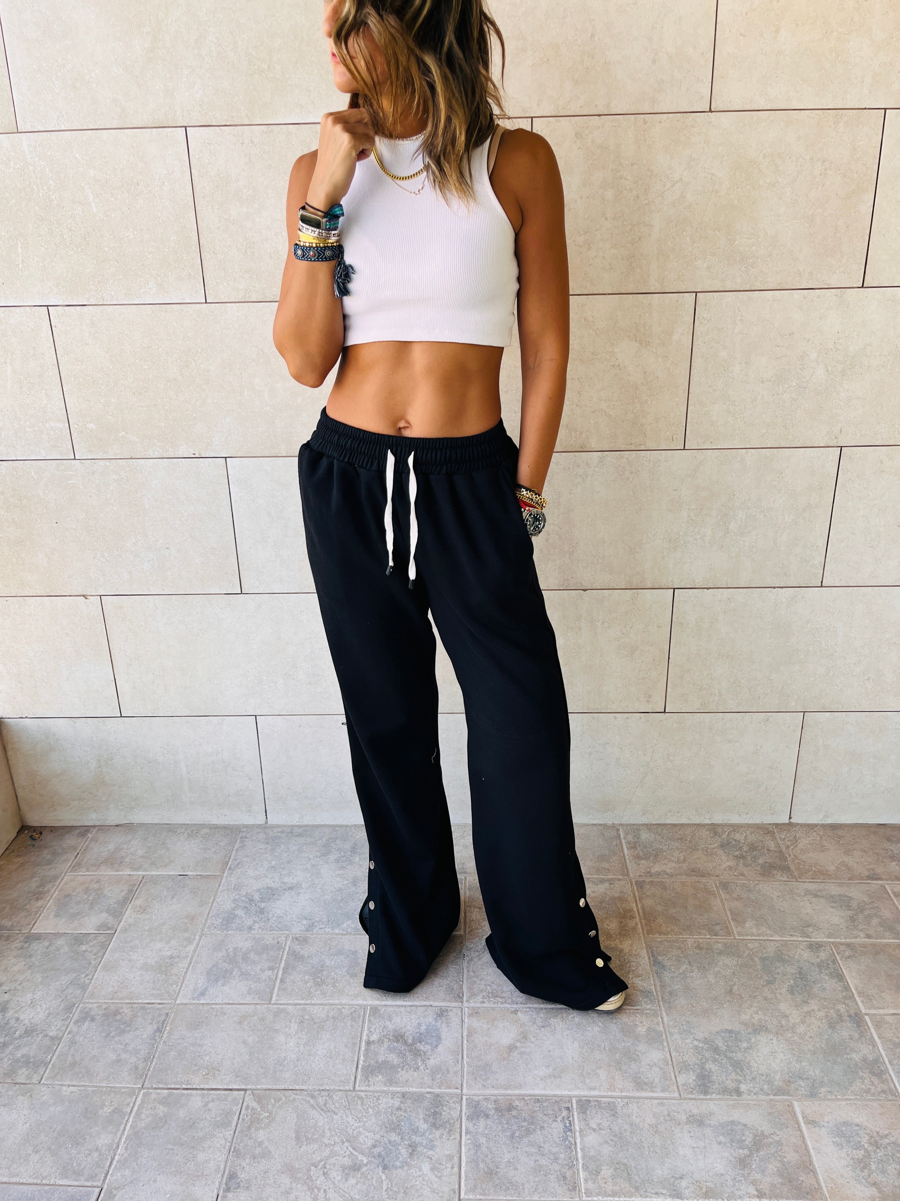Black Slit Sweat Flare