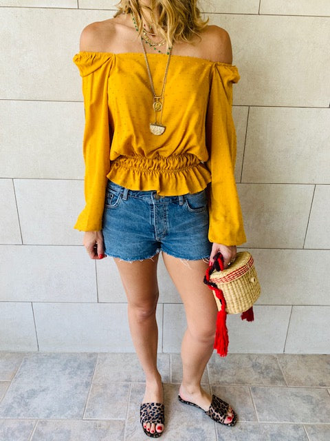 Mustard Summer Night Cropped Top