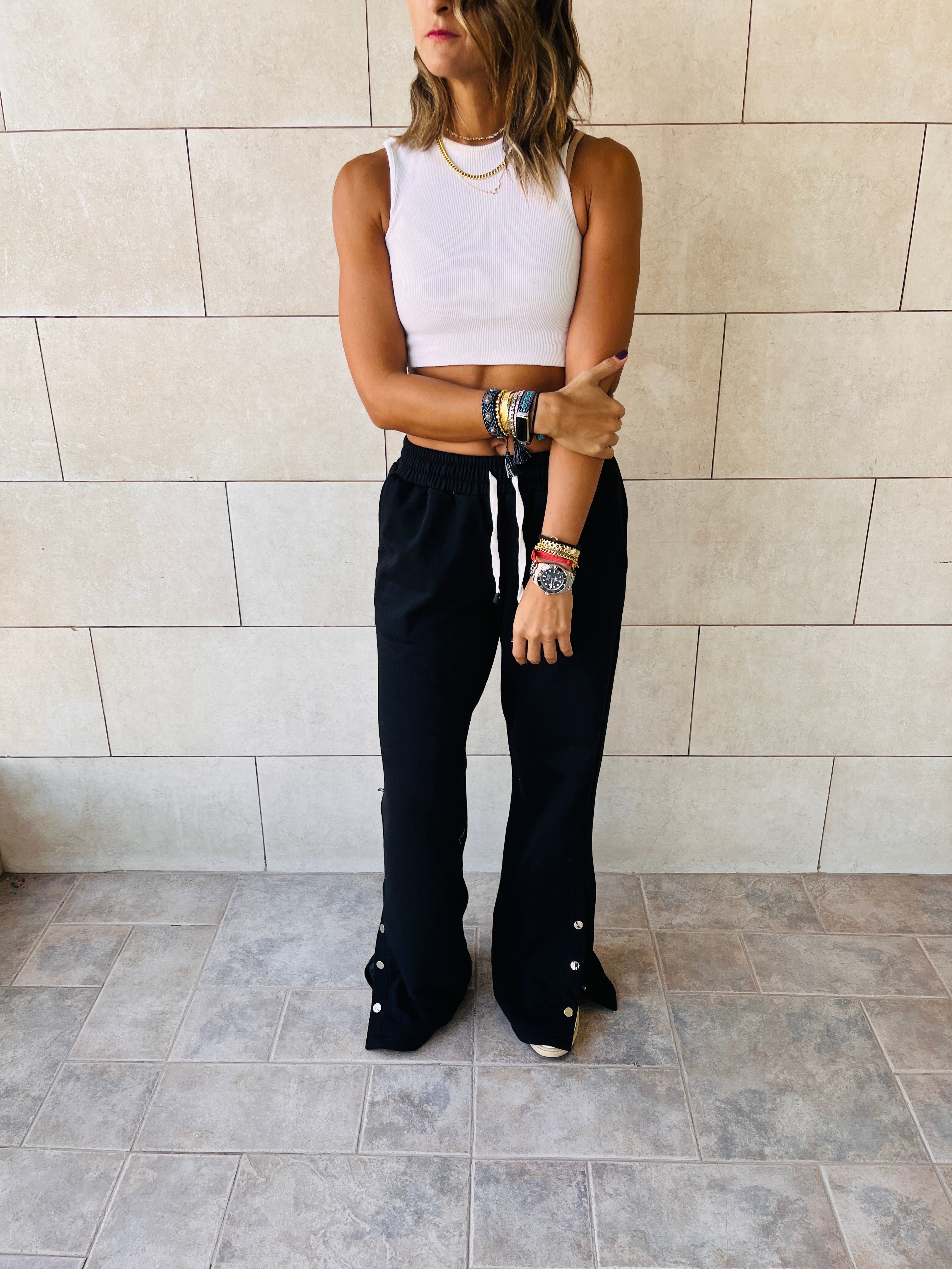 Black Slit Sweat Flare