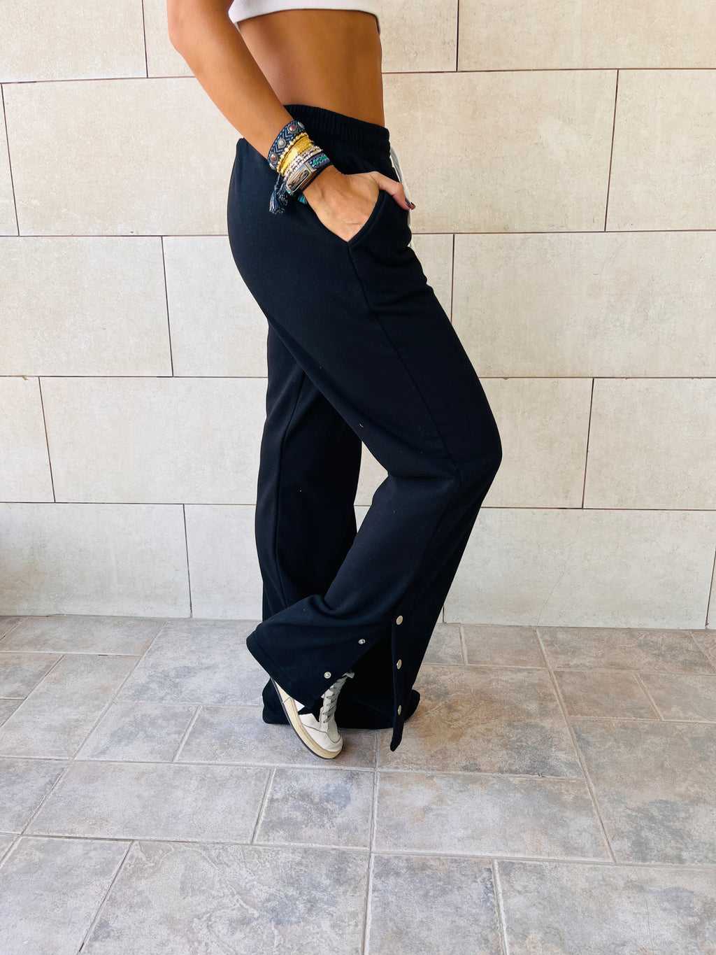 Black Slit Sweat Flare