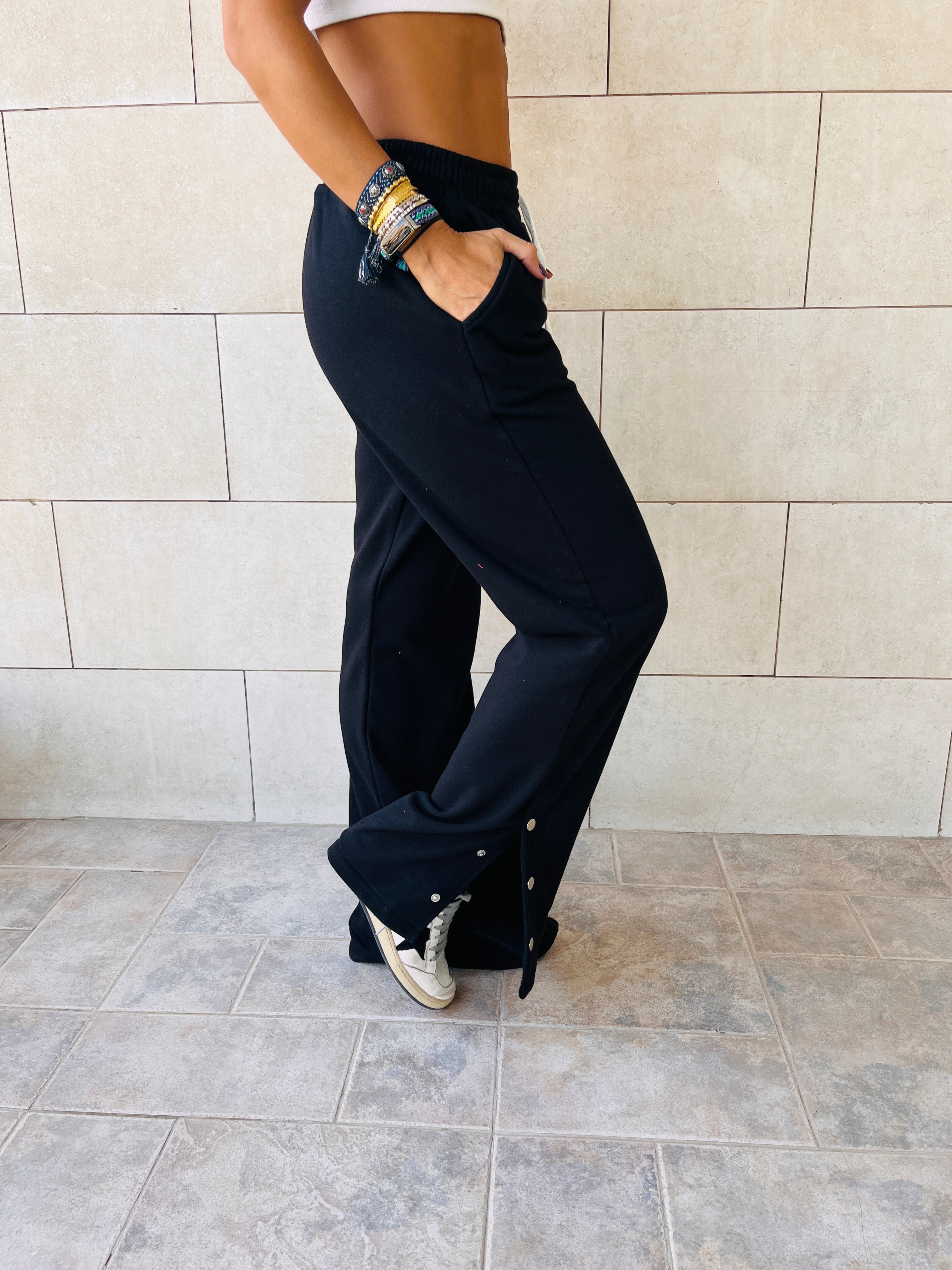 Black Slit Sweat Flare