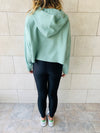 Mint Cropped Downtown Knit Hoodie