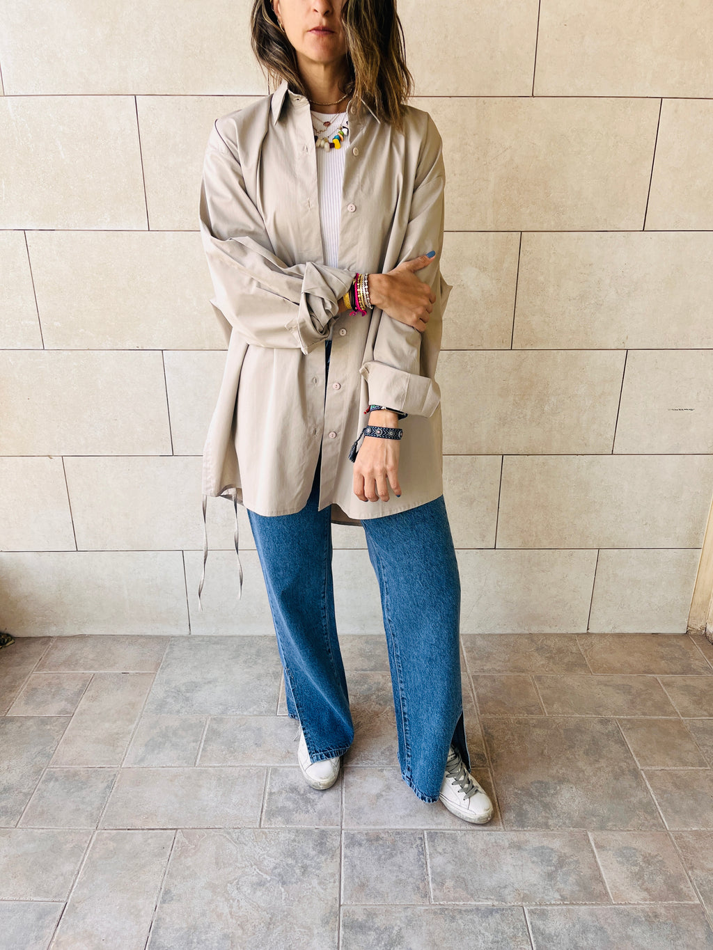 Beige Everywhere You Go Poplin Shirt