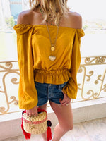 Mustard Summer Night Cropped Top