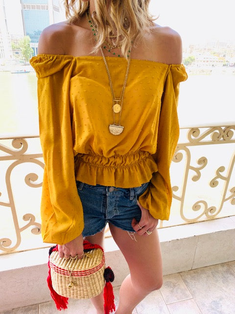 Mustard Summer Night Cropped Top