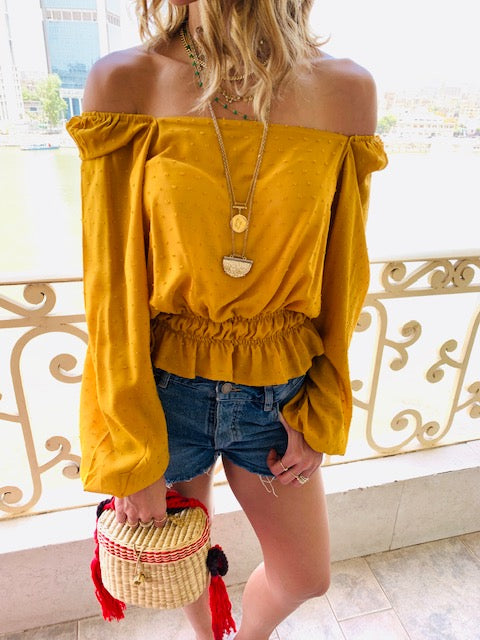 Mustard Summer Night Cropped Top