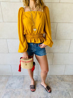 Mustard Summer Night Cropped Top