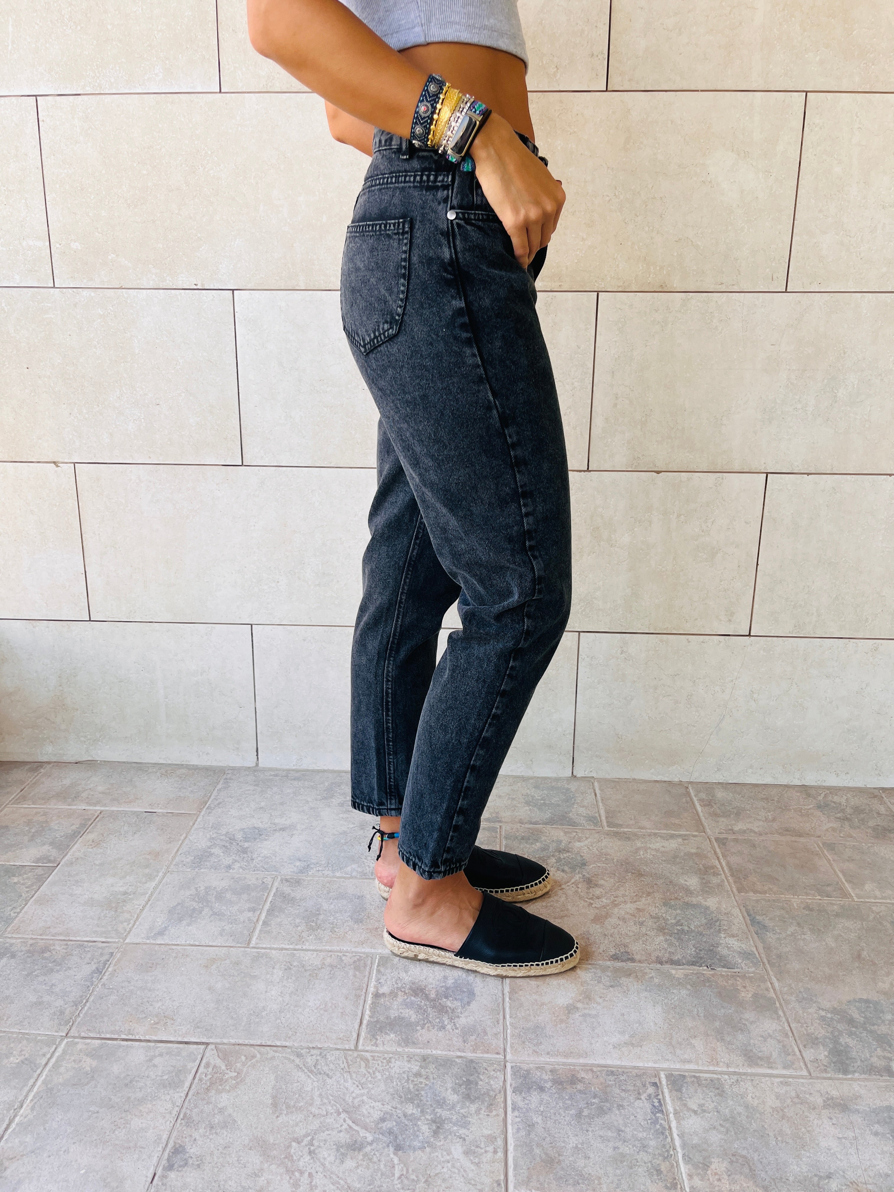 Grey Slim Mom Jeans