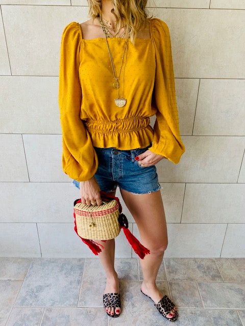 Mustard Summer Night Cropped Top
