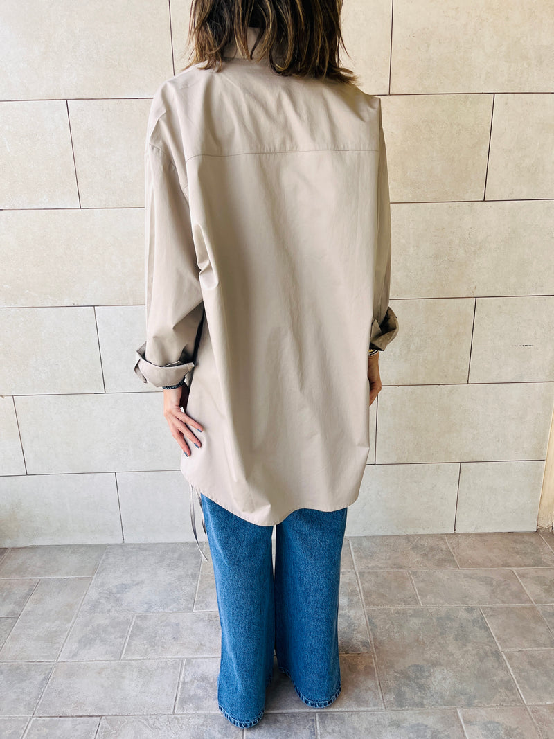 Beige Everywhere You Go Poplin Shirt