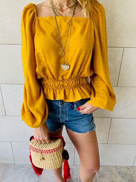 Mustard Summer Night Cropped Top