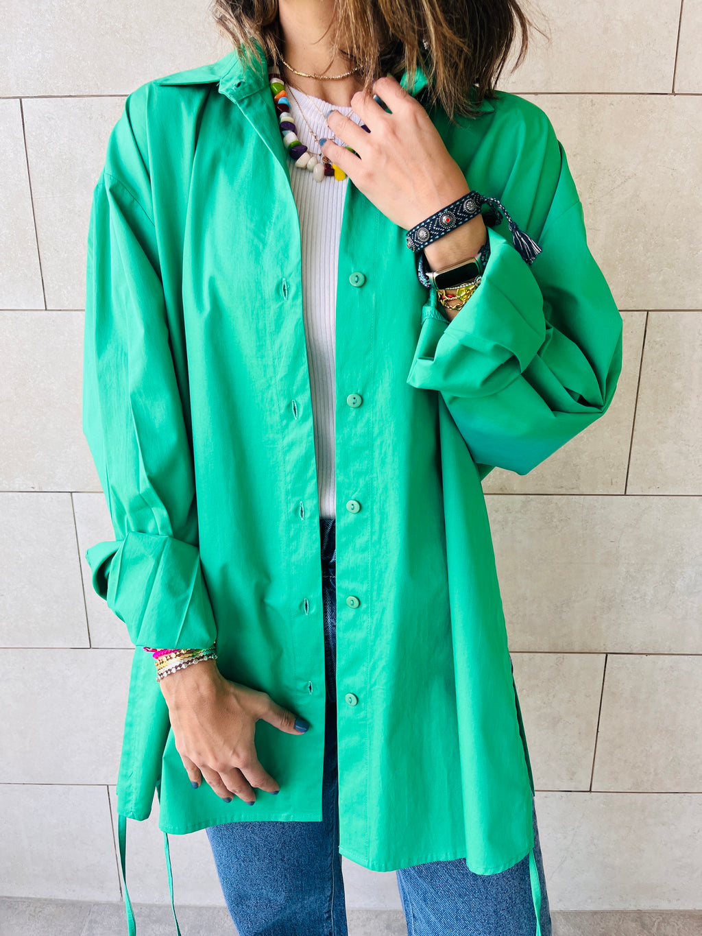 Green Everywhere You Go Poplin Shirt